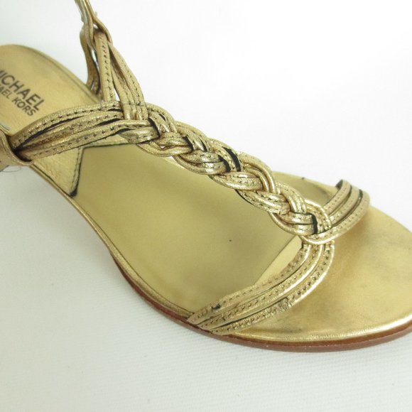 MICHAEL KORS Gold Heels Shoes Strappy - Picture 2 of 4